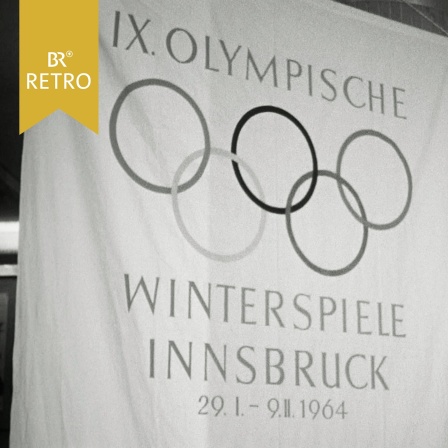 Banner mit Olympischen Ringen und der Aufschrift "IX. Olympische Winterspiele Innsbruck 29.I-9.II.1964" | Bild: BR Archiv