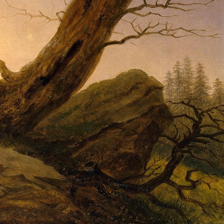 Gemälde "Zwei Männer in Betrachtung des Mondes" von Caspar David Friedrich