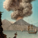 Eruption des Vesuv am 9. August 1769, Illustration von Peter Fabris aus der Sammlung Campi Phlegraei, Beobachtungen über die Vulkane der beiden Sizilien von William Hamilton, veröffentlicht 1776
