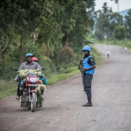 Ein senegalesischer Blauhelm-Soldat der UN-Friedensmission MONUSCO (Mission der Vereinten Nationen für die Stabilisierung der Demokratischen Republik Kongo) 