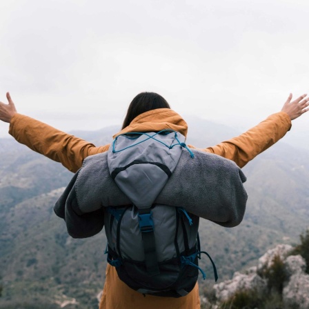 Symbolbild für Motivation: Ein Bergsteiger steht auf einem Gipfel.