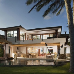 Eine Villa mit Palmen