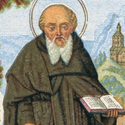 Illustration: Der heilige Antonius, dargestellt mit einem Buch in der Hand