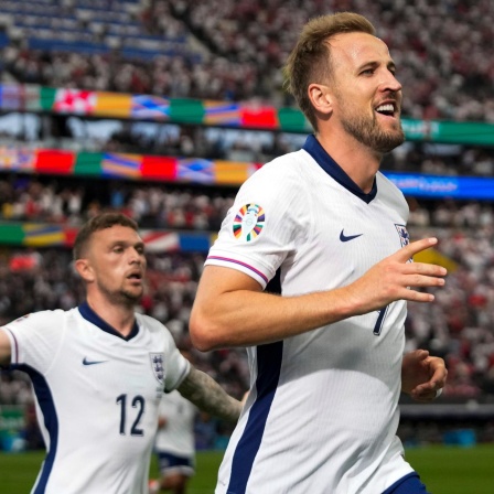 Harry Kane jubelt nach einem Treffer gegen Dänemark