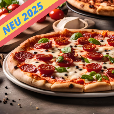 Zwei Pizzen auf einem Tisch