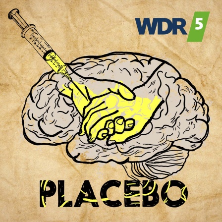 Graphik eines Hirns, welchem etwas eingespritzt wird als Symbolbild für den Placeboeffekt.