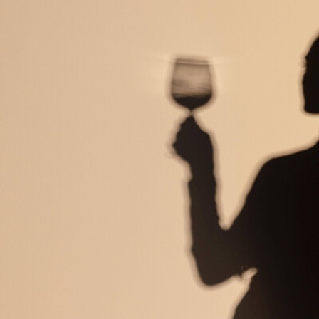 silhouette woman drinking wine