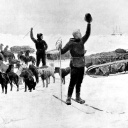 Polarforscher Fridtjof Nansen (1861 - 1930) auf einer seiner Arktis-Expeditionen, undatierte Aufnahme.
