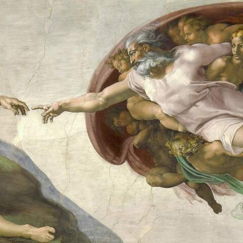 Zu sehen ist das Meisterwerk von Michelangelo an der Decke der Sixtinischen Kapelle, entstanden um 1511.