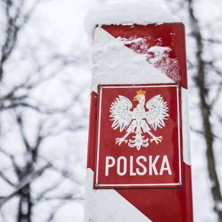 Grenzpfahl mit der Aufschrift &#034;Polska&#034;