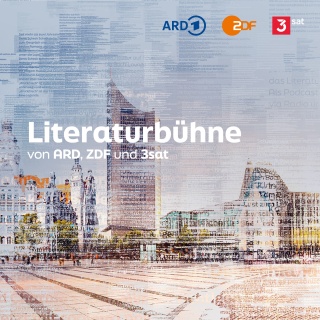 Hauptmotiv der Literaturbühne von ARD, ZDF und 3Sat zur Leipziger Buchmesse 2024 - mit Text und Logo