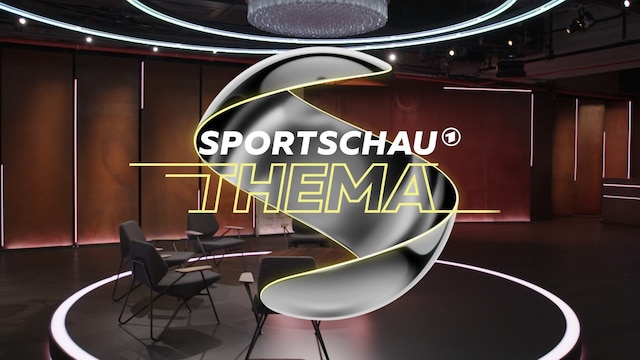Sendungslogo mit der Aufschrift "Sportschau Thema"