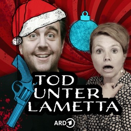 Bastian Pastewka und Annette Frier auf dem Cover zum Comedy-Adventskalender "Tod unter Lametta"