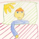 Ein von einem Kind gemaltes Bild zum Schlaflied "Kindlein mein"