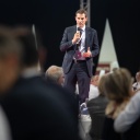 FDP-Parteipräsident Thierry Burkart spricht bei den Feierlichkeiten zu Ehren des Bundespräsidenten der Schweizerischen Eidgenossenschaft 2022, Ignazio Cassis, in Lugano.
