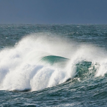 Grosse Welle bricht im offenen Meer