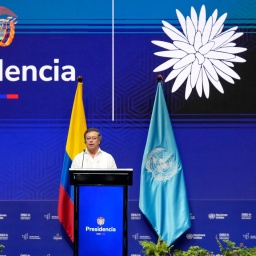 Der kolumbianische Präsident Gustavo Petro hält eine Rede bei der Eröffnungszeremonie der COP16, einer Konferenz der Vereinten Nationen zum Thema Biodiversität, in Cali, Kolumbien.