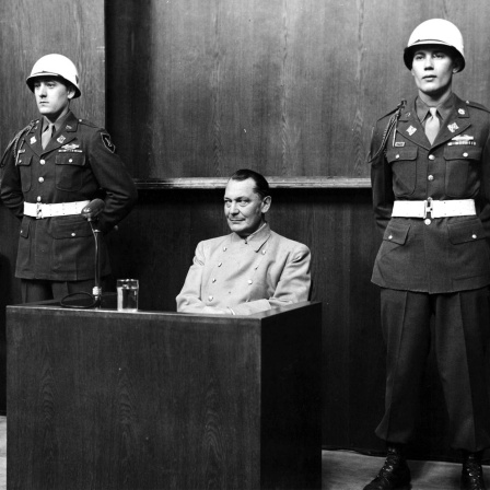 Hermann Wilhelm Göring als Angeklagter beim Nürnberger Prozess 1946