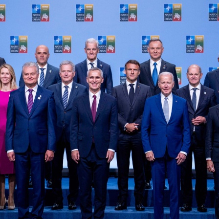 Gruppenbild der Staats- und Regierungschefs während des Nato-Gipfels in Vilnius am 11. Juli 2023. 