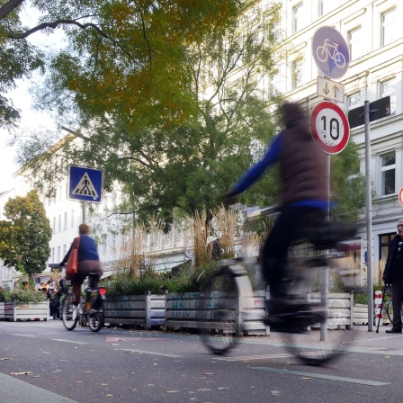 Verkehrsberuhigte Zone in der Kreuzberger Bergmannstraße