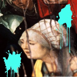 Ausschnitt aus dem Gemälde "Beweinung Christi" von Albrecht Dürer mit Flecken drauf