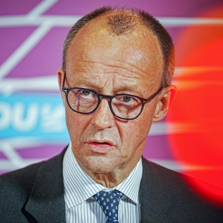Friedrich Merz, CDU-Bundesvorsitzender, bei einem Pressestatement.