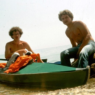 Erstes Foto von Klaus (links) und Matthias (rechts) in der Freiheit nach der Flucht über die Ostsee nach Dänemark, 8.7.1981