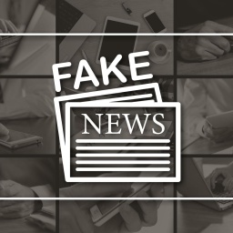 Fake news concept illustrated by pictures on background.