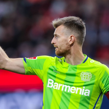 Leverkusens Lukas Hradecky reagiert