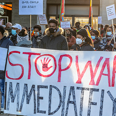 Demonstration in Stuttgart gegen das diktatorische Regime in Eritrea und gegen den Krieg in Äthiopien.