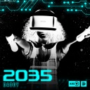 Eine Person mit einer VR-Brille und Controllern vor einem Weltraumhintergrund.