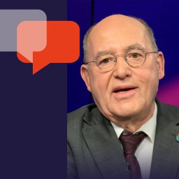 Gregor Gysi, Die Linke, nimmt an einer Ferseh-Diskussion teil und argumentiert.