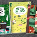 Collage der Buchcover: Das Buch vom Dreck / Der Code des Lebens / Die berühmtesten Diebstähle der Welt