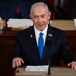 Der israelische Premier, Benjamin Netanjahu, hält im US-Kongress (Washington, D.C.) eine Rede