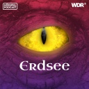Cover des WDR Hörspiel-Podcasts "Erdsee": Das gelbe Auge eines Drachens.