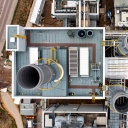 Luftaufnahme: Blick auf das neue Gaskraftwerk im Chemiepark Leuna.