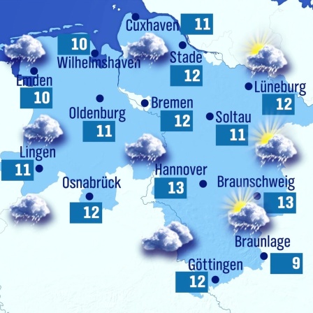 Wetterkarte von Niedersachsen