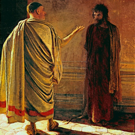Gemälde &#034;Was ist Wahrheit&#034; - Christus und Pilatus, 1890 von Nikolai Nikolajewitsch Gay