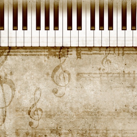 Musiknoten und Kllaviatur