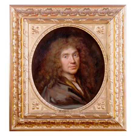 Ein gemaltes Portrait von Molière. 