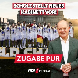 Satirische Foto-Montage: Olaf Scholz und die deutsche Basketball-Nationalmannschaft posieren als neues Kabinett vor dem Reichstag