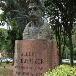 Ein Denkmal von Albert Schweitzer.