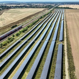Photovoltaik Anlage an einer Bahntrasse