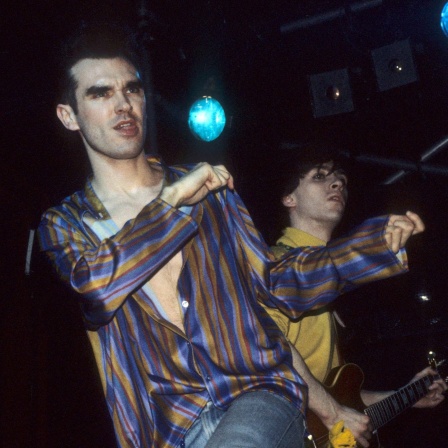 Morrissey und Johnny Marr von The Smiths live im Hammersmith Palais. London, 15.06.1984