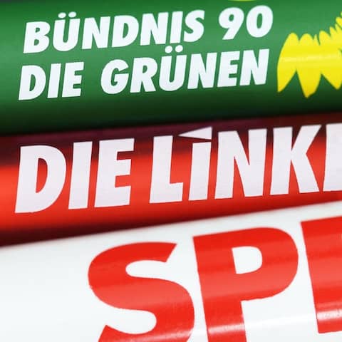 Kugelschreiber von: SPD, Bündnis 90/Die Grünen und Die Linke (Symbolfoto)