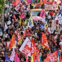 Demonstrierende in Marseille bei einem Protest gegen die französische Rentenreform.