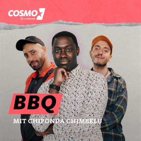 Die Moderatoren des BBQ Podcast mit ihrem Gast Chiponda Chimbelu