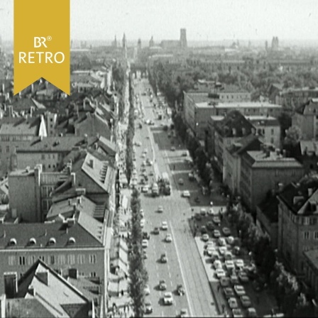 Luftaufnahme der Leopoldstraße im Stadtteil Schwabing in München.