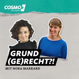 Auf grün-grauem Grund zeigt das Cover die Moderatorin und ihre Gästin Nora Markard