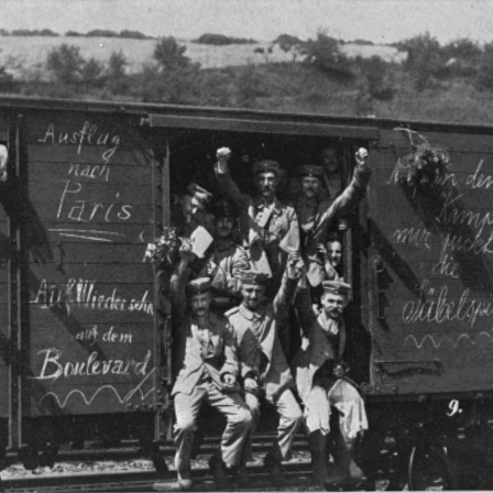 August 1914: Abfahrt eines Truppentransports nach Frankreich